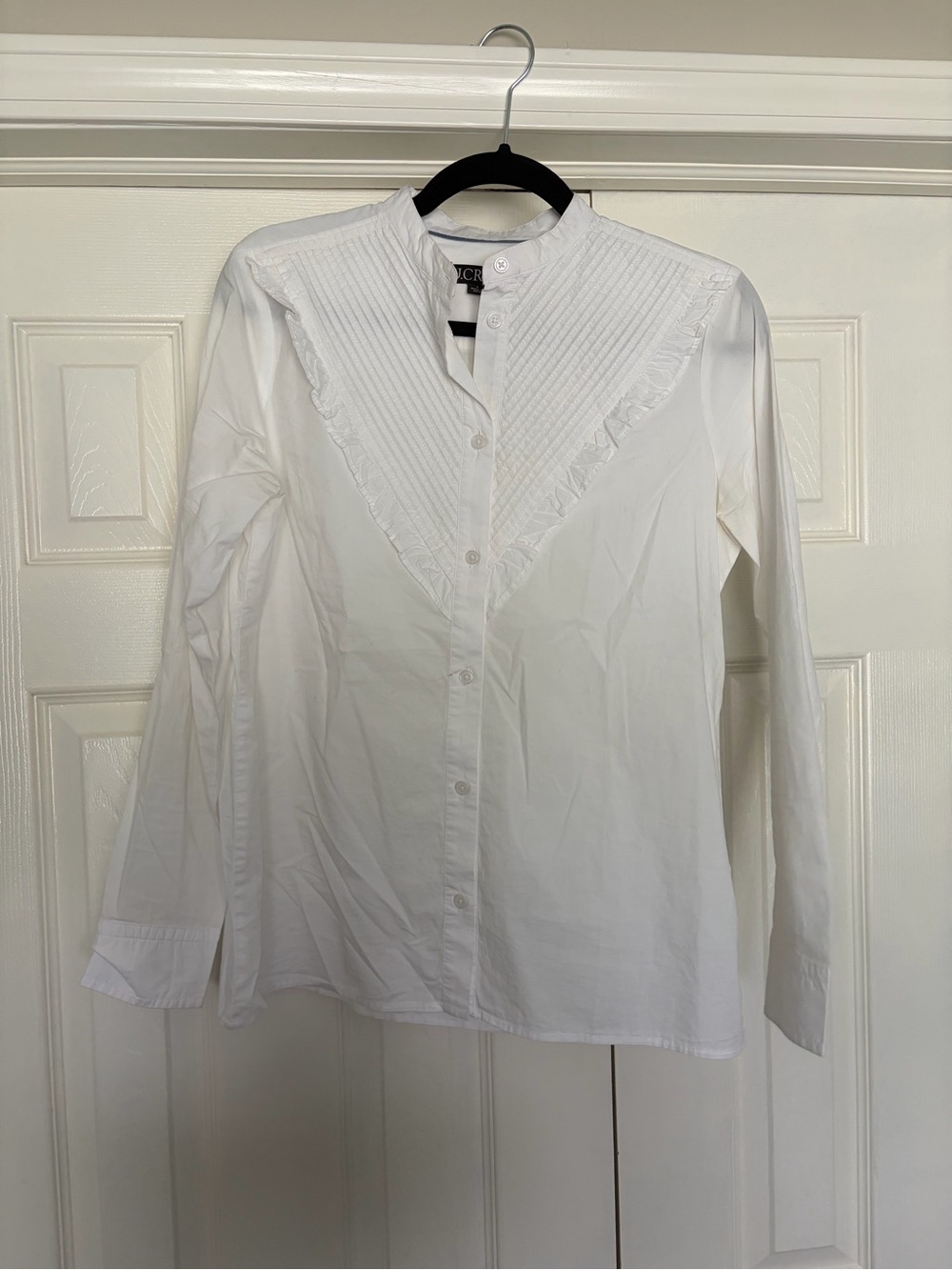 J.Crew White Pintuck Button-Up Blouse